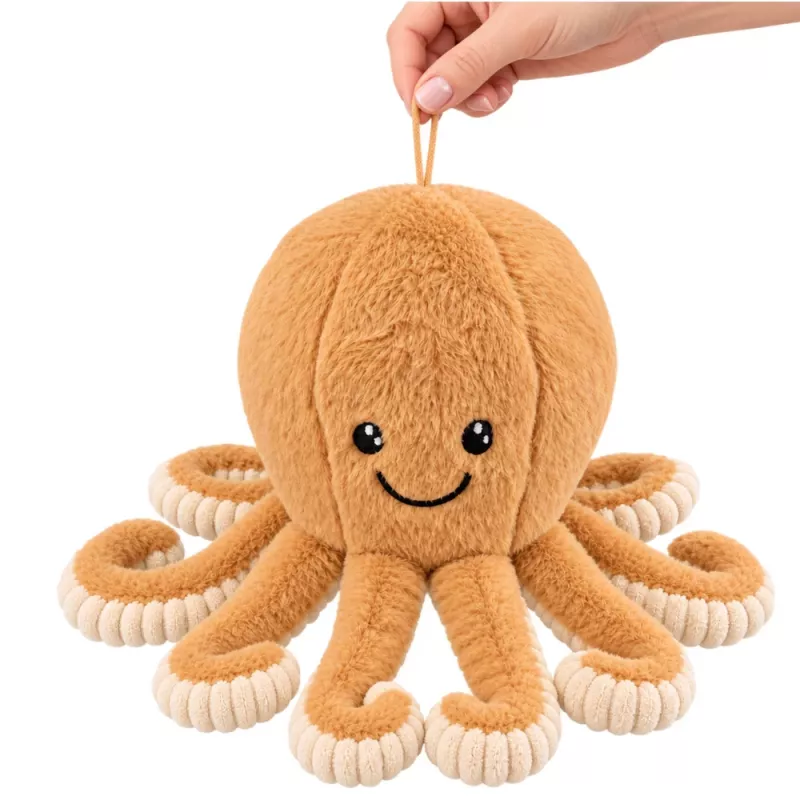 LEAN TOYS Polpo di peluche con tentacoli elastici, beige 50 cm – peluche morbido