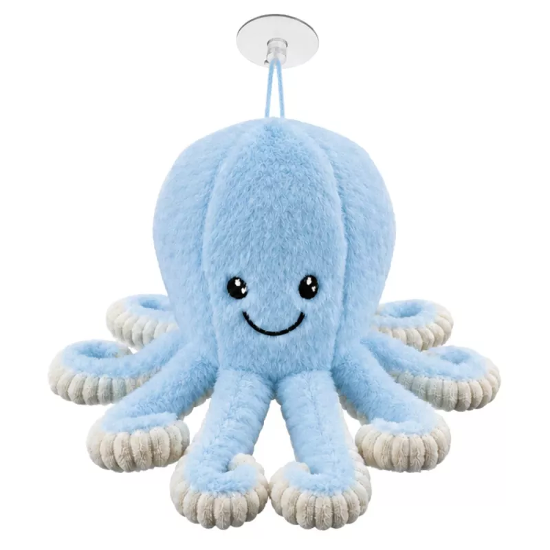 LEAN TOYS Polpo di peluche con ventosa, blu, 16 cm