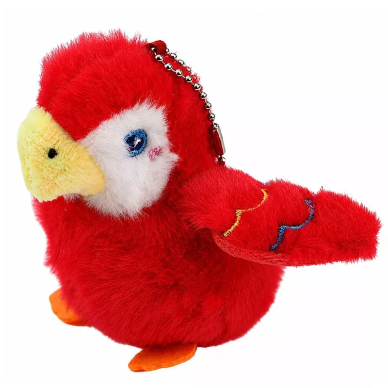 LEAN TOYS Portachiavi pappagallo in peluche rosso 9 cm