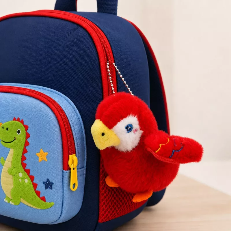 LEAN TOYS Portachiavi pappagallo in peluche rosso 9 cm