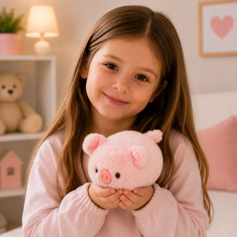 LEAN TOYS Maialino di peluche mascotte peluche morbido rosa 16 cm