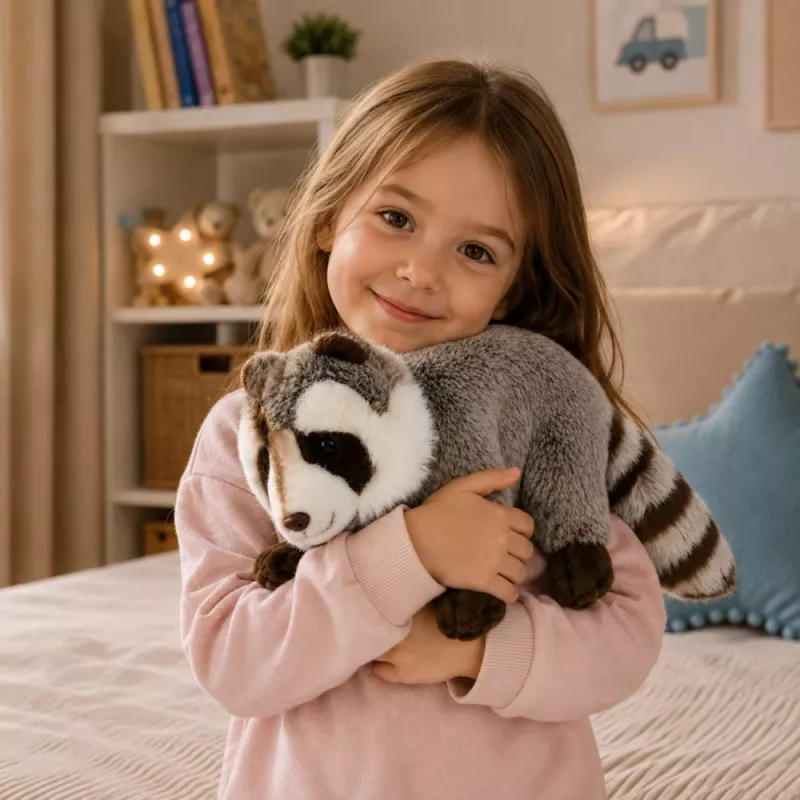 LEAN TOYS Procione di peluche Mascotte – Peluche realistico coccoloso, Grigio 45 cm