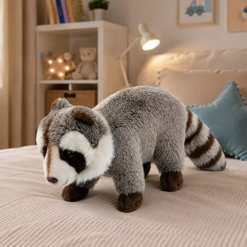 LEAN TOYS Procione di peluche Mascotte – Peluche realistico coccoloso, Grigio 45 cm