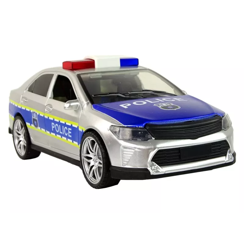 LEAN TOYS auto della polizia 1:14 frizione suoni luci argento
