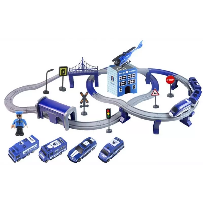 LEAN TOYS Set treno Police Town blu 203 km/h