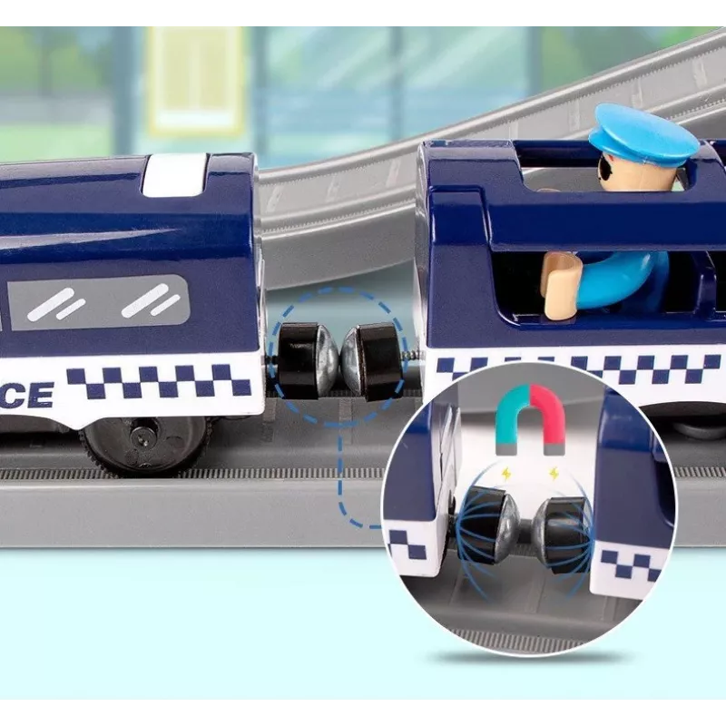 LEAN TOYS Set treno Police Town blu 203 km/h