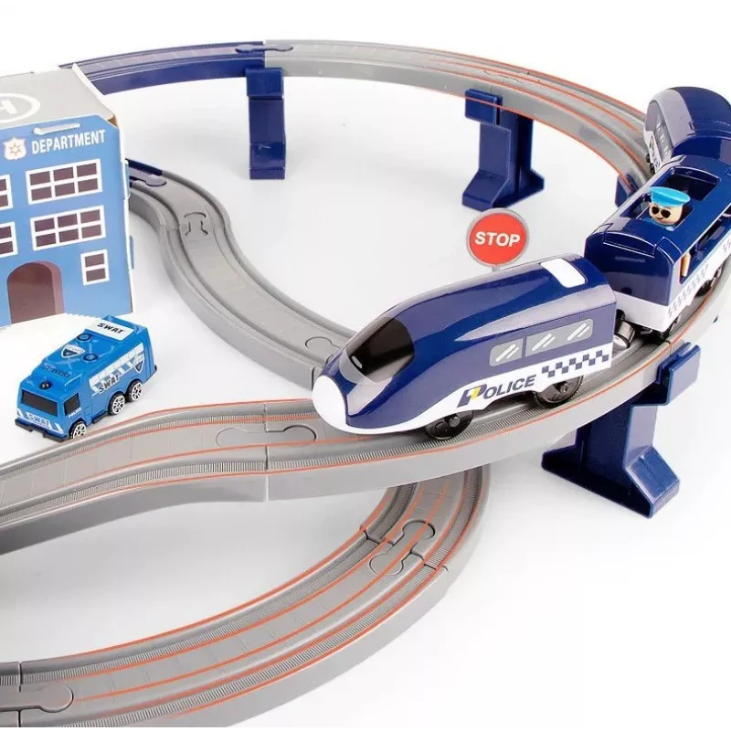 LEAN TOYS Set treno Police Town blu 203 km/h
