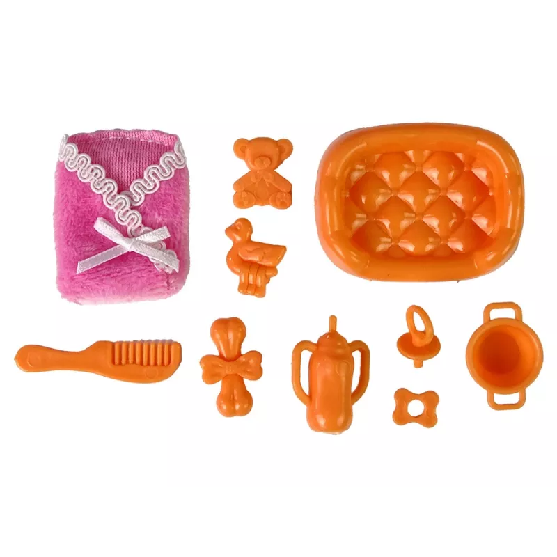 LEAN TOYS Bambola neonata incinta con capelli lunghi e accessori