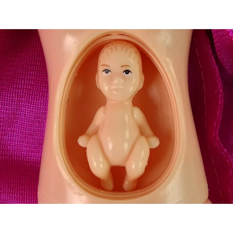 LEAN TOYS Bambola neonata incinta con capelli lunghi e accessori