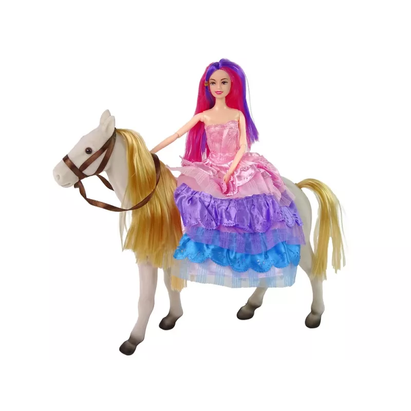 LEAN TOYS bambola principessa con pony bianco e accessori