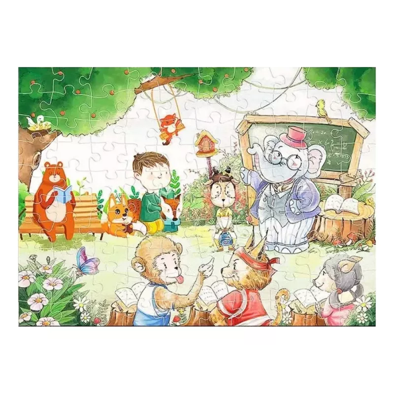 LEAN TOYS Puzzle School for Animals 100 pezzi