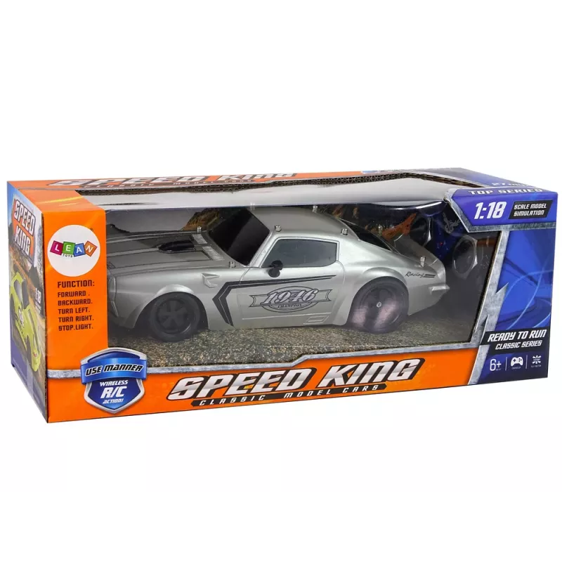 LEAN TOYS Auto sportiva R/C 1:18 argento Champion pilota