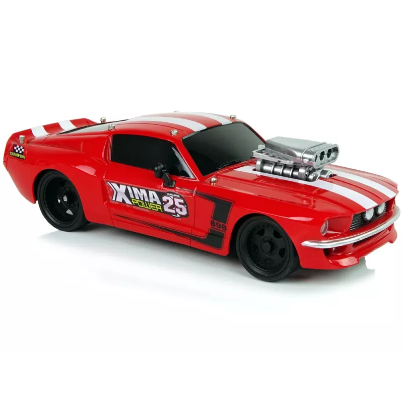 LEAN TOYS Auto sportiva R/C 1:16 rossa strisce bianche pilota