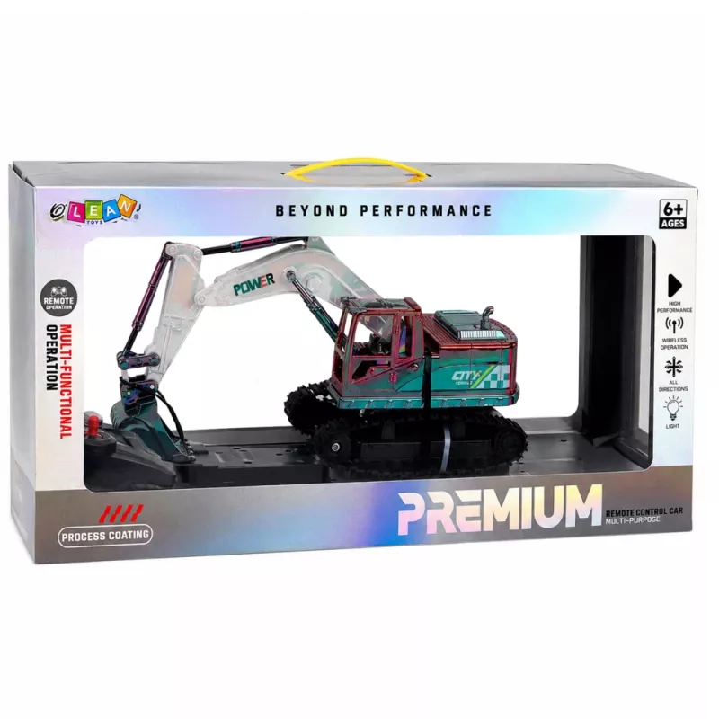LEAN TOYS Escavatore RC cingolato con braccio mobile e illuminazione 1:14