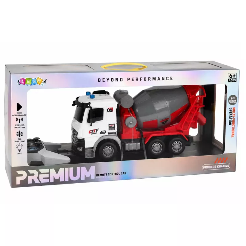 LEAN TOYS Camion betoniera RC con telecomando, betoniera mobile e luci 1:14