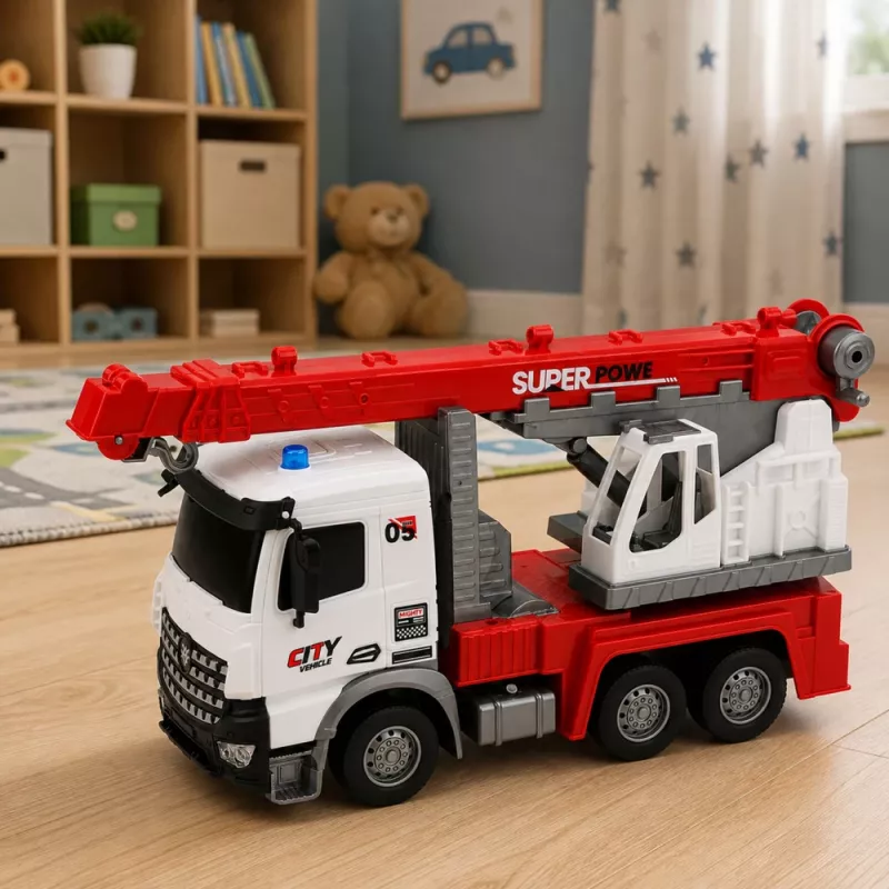 LEAN TOYS ambulanza telecomandata RC con gru girevole mobile 1:14