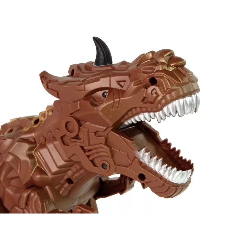 LEAN TOYS Dinosauro radiocomandato con proiettore di vapore marrone