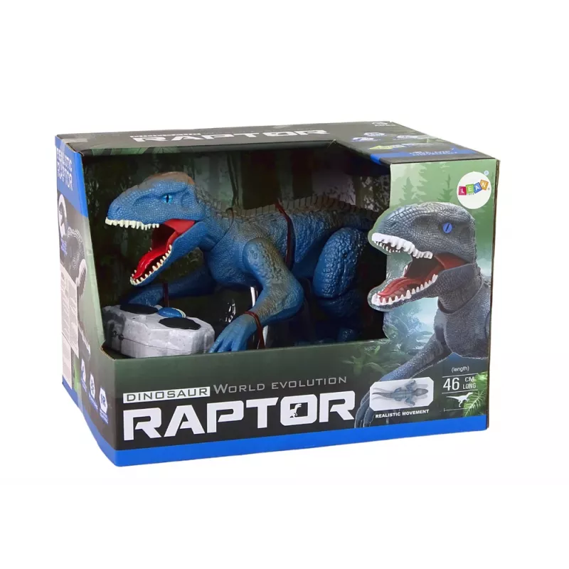LEAN TOYS Dinosauro radiocomandato Velociraptor con suoni e ruggito, blu
