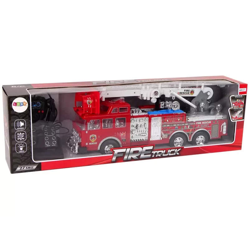 LEAN TOYS Caserma dei pompieri radiocomandata con pedale acceleratore e freno, radiocomando, suono
