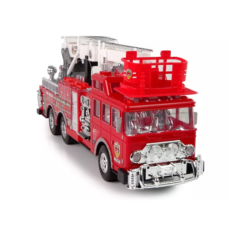 LEAN TOYS Caserma dei pompieri radiocomandata con pedale acceleratore e freno, radiocomando, suono