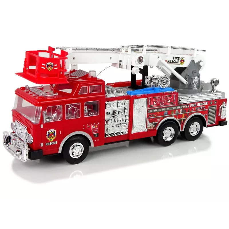 LEAN TOYS Caserma dei pompieri radiocomandata con pedale acceleratore e freno, radiocomando, suono