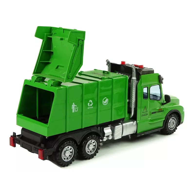 LEAN TOYS Camion della spazzatura Pilot radiocomandato 2.4G luci suoni verde