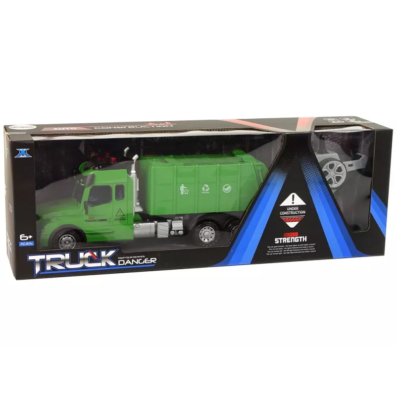 LEAN TOYS Camion della spazzatura Pilot radiocomandato 2.4G luci suoni verde