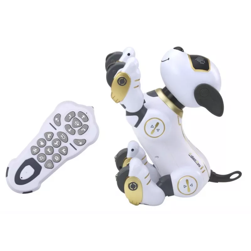 LEAN TOYS cane robot interattivo radiocomandato – oro, danzante, programmabile, ricaricabile