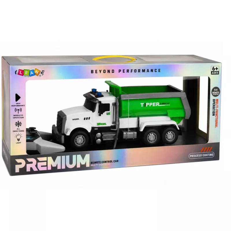 LEAN TOYS camion ribaltabile RC radiocomandato con cassone mobile verde 1:14