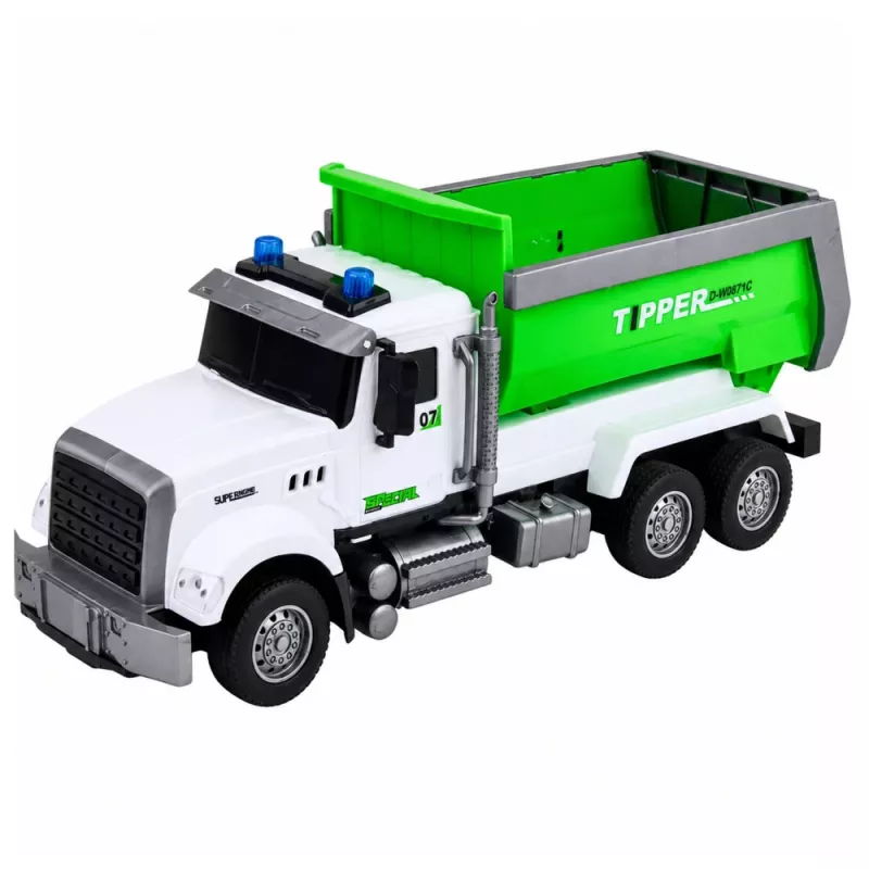 LEAN TOYS camion ribaltabile RC radiocomandato con cassone mobile verde 1:14