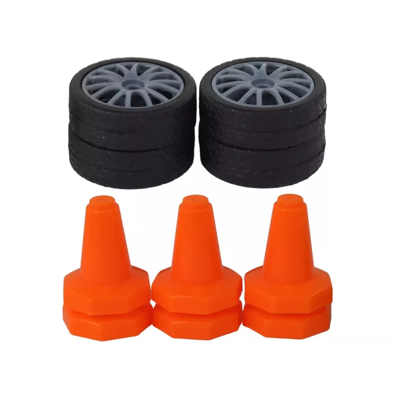 LEAN TOYS auto sportiva radiocomandata R/C 1:24 nera, ruote intercambiabili