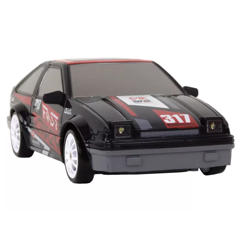LEAN TOYS auto sportiva radiocomandata R/C 1:24 nera, ruote intercambiabili