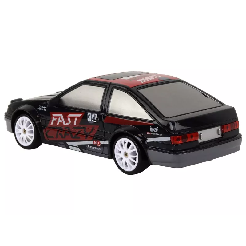 LEAN TOYS auto sportiva radiocomandata R/C 1:24 nera, ruote intercambiabili