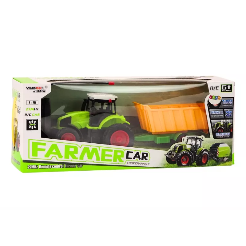 LEAN TOYS trattore radiocomandato con rimorchio RC 1:16 verde