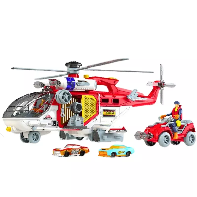 LEAN TOYS Elicottero di soccorso Accessorio multifunzione con effetti luce e suono