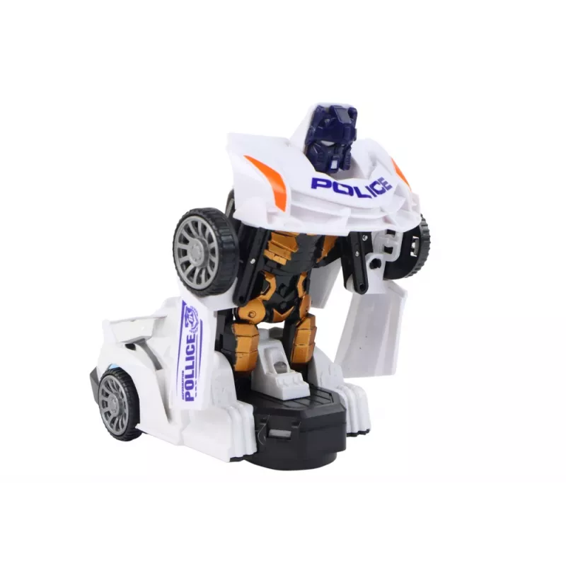 LEAN TOYS robot auto polizia bianca trasformazione 2 in 1