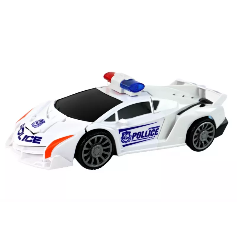 LEAN TOYS robot auto polizia bianca trasformazione 2 in 1