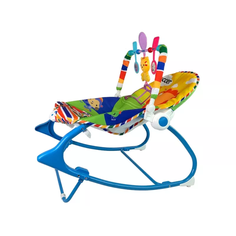 LEAN TOYS Sedia a dondolo 2in1 blu tigre suoni vibrazione