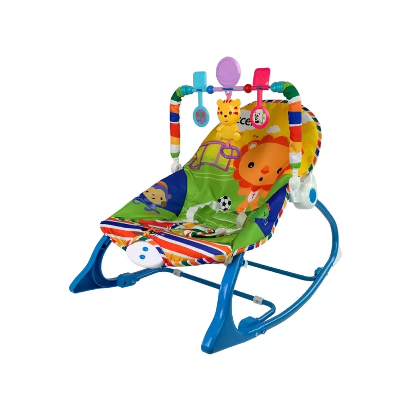 LEAN TOYS Sedia a dondolo 2in1 blu tigre suoni vibrazione