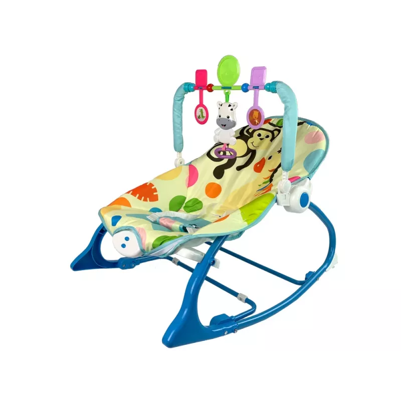 LEAN TOYS Sedia a dondolo 2in1 blu zebra suoni vibrazione