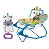 LEAN TOYS Sedia a dondolo 2in1 blu zebra suoni vibrazione