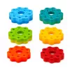 LEAN TOYS torre piramidale rotante incastra forme puzzle arcobaleno 36cm 6 pezzi