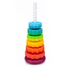 LEAN TOYS torre piramidale rotante incastra forme puzzle arcobaleno 36cm 6 pezzi