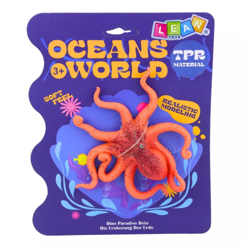 LEAN TOYS figura di polpo in gomma estensibile realistica animale marino 12cm