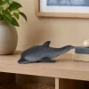 LEAN TOYS figura delfino in gomma, morbida e realistica, TPR, grigio scuro, 17,5 cm