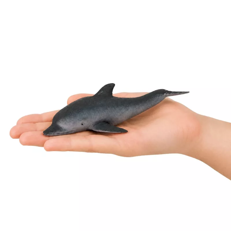 LEAN TOYS figura delfino in gomma, morbida e realistica, TPR, grigio scuro, 17,5 cm