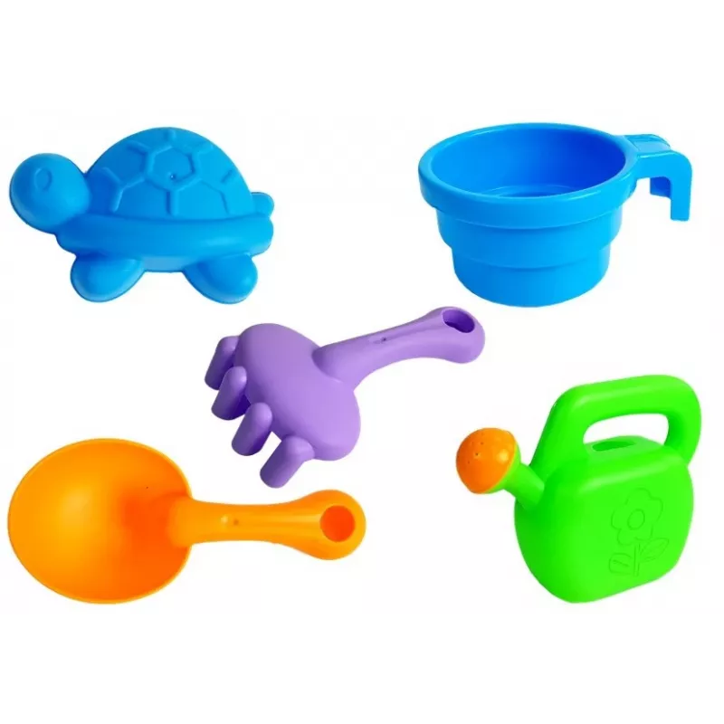 LEAN TOYS Tavolo sabbiera con formine, paletta, rastrello e nuvola - multicolore