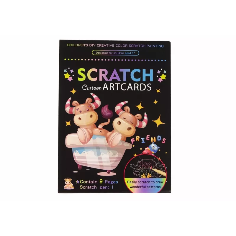 LEAN TOYS Libro da colorare a grattare per bambini animali