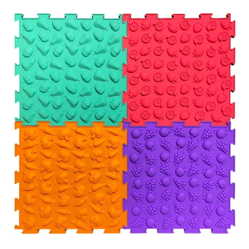 LEAN TOYS Percorso sensoriale puzzle tessere varie strutture colori 24,5 cm 10 pz.