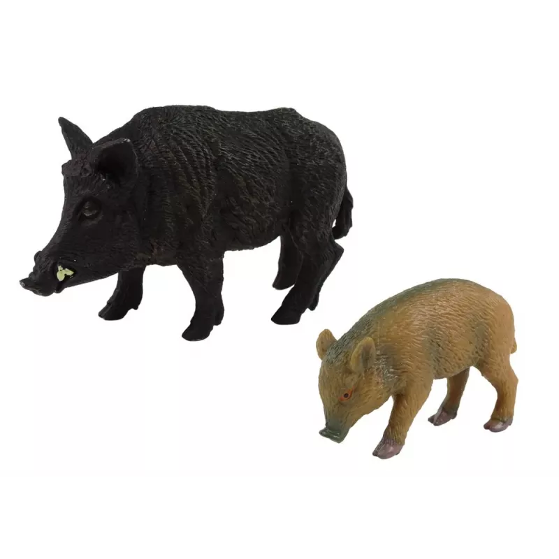 LEAN TOYS Set di 2 figure cinghiale con cucciolo serie animali del bosco